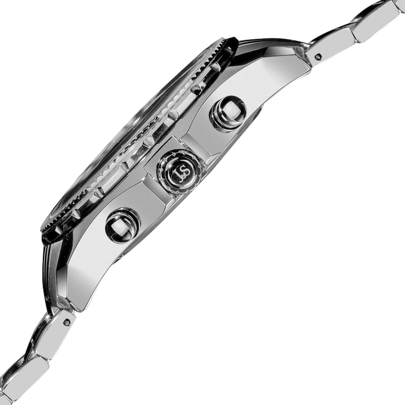 Joshua & Sons Men's Large Dial Quartz Chronograph Stainless Steel Silver-Tone Bracelet Watch