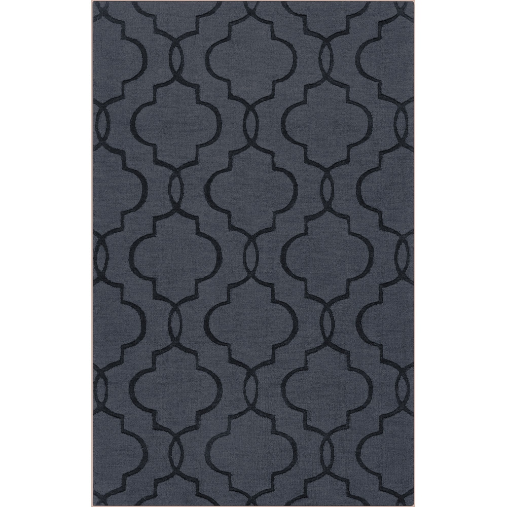 Hand crafted Thayer Grey Geometric Lattice Wool Rug (33 X 53)