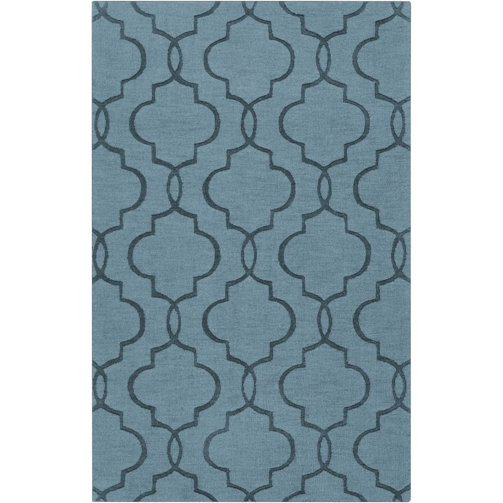 Hand crafted Tallapoosa Teal Green Geometric Lattice Wool Rug (2 X 3)