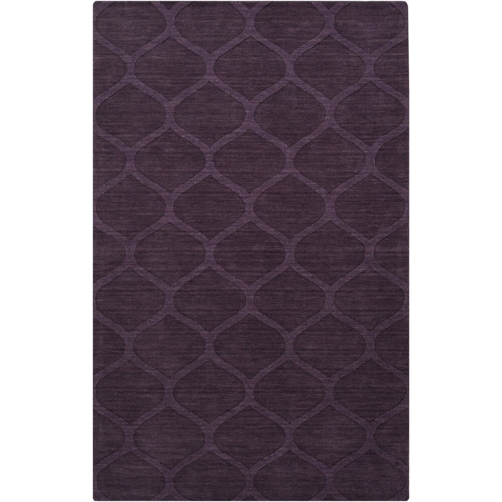 Hand crafted Steele Solid Purple Lattice Wool Rug (5 X 8)