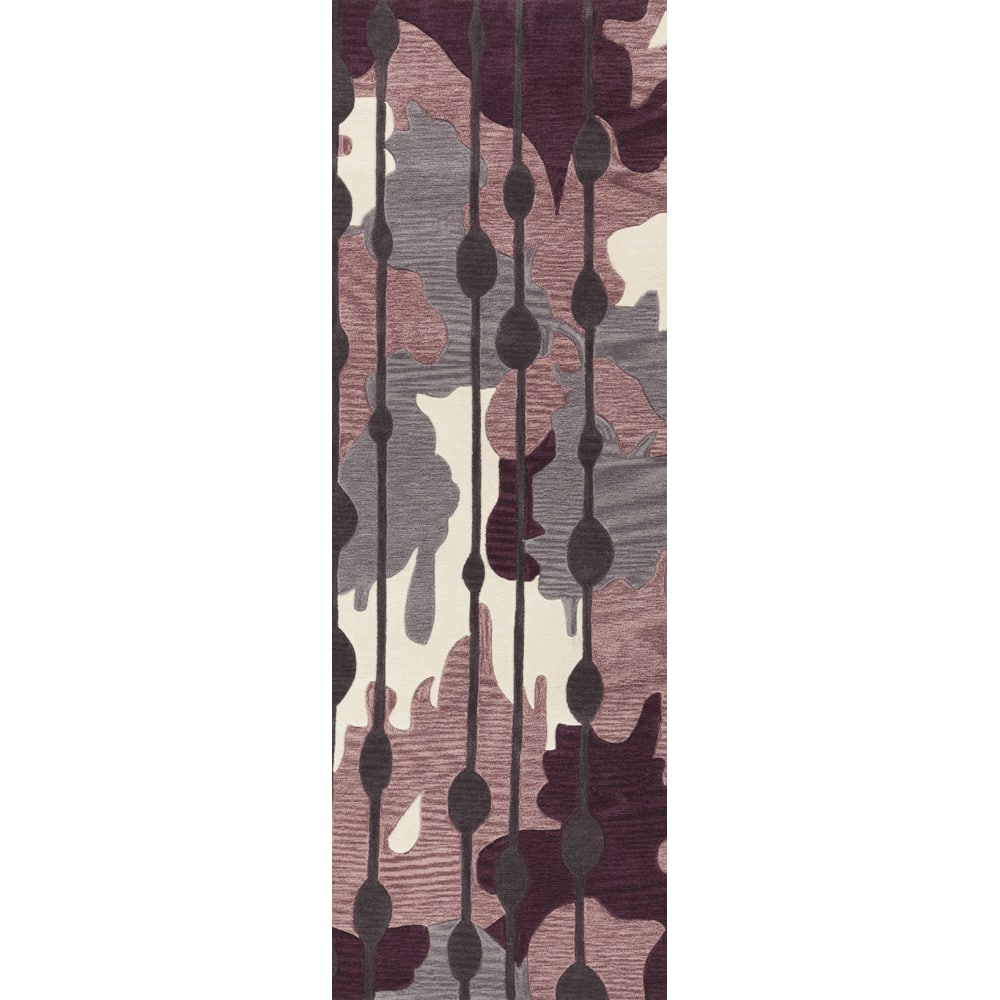 Hand-tufted Norborne Purple Geometric Pattern Area Rug - 2'6" x 8' Runner