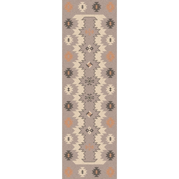 Hand-woven Sullana Grey Southwestern Wool Flatweave Area Rug (2'6 x 8')