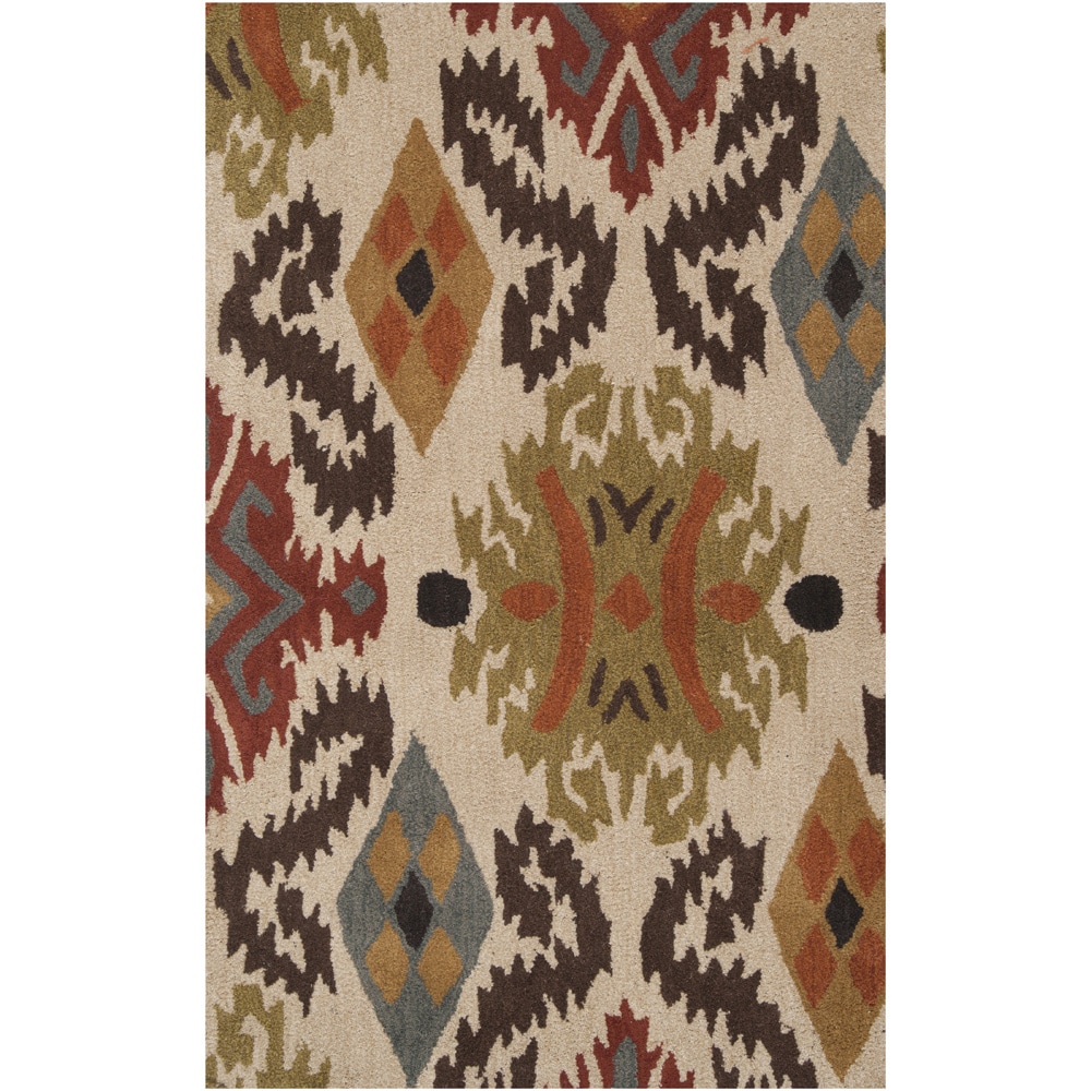 Hand tufted Beige Ikat Biscotti Wool Rug (5 X 8)