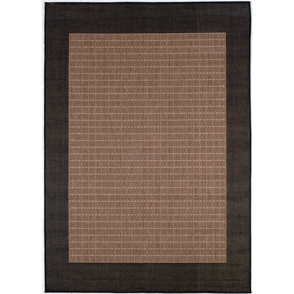 Recife Checkered Field Cocoa and Black Rug (7'6 x 10'9) COURISTAN INC 7x9   10x14 Rugs