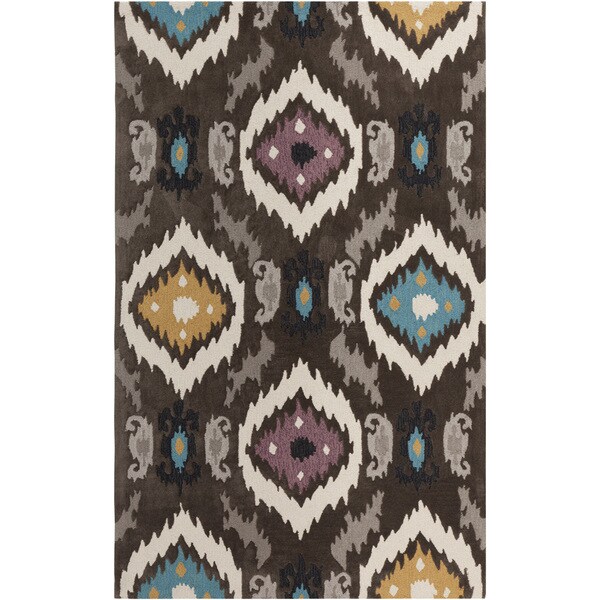 Shop Handtufted Ikat Jewels Dark Brown Area Rug 8' x 11' Free