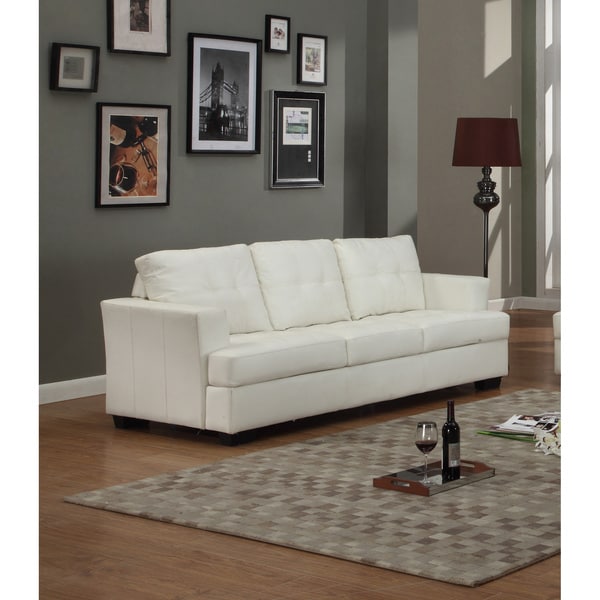 Nova White Bonded Leather Sofa Free Shipping Today