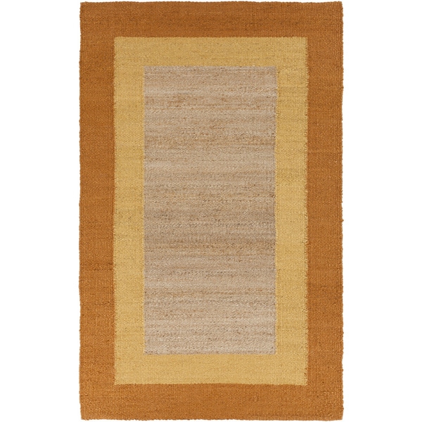 Hand woven Sunflower Yellow Border Natural Fiber Jute Rug (8' x 11') 7x9   10x14 Rugs