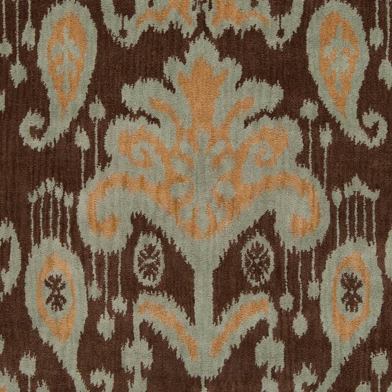 Hand-tufted Cocoa and Gold Ikat New Zealand Wool Area Rug - 9' x 13' - 9' x 13'