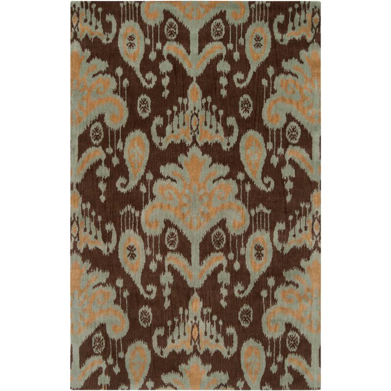 Hand-tufted Cocoa and Gold Ikat New Zealand Wool Area Rug - 9' x 13' - 9' x 13'