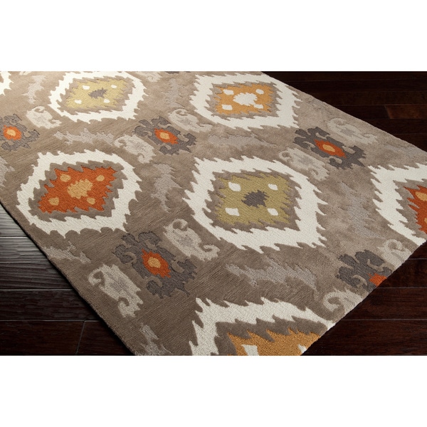 Hand-tufted Ikat Taupe Stone Area Rug - 8' x 11'