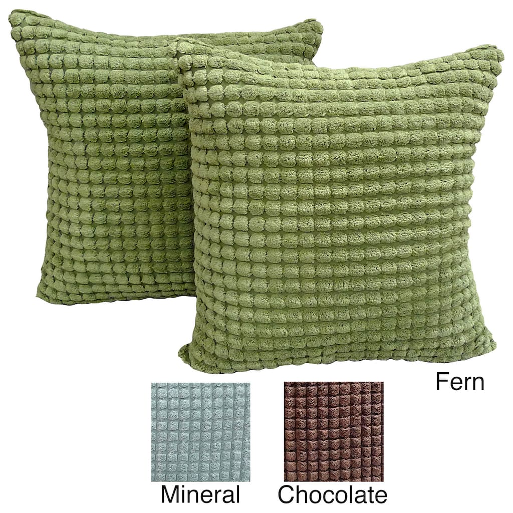 Luca Box Ribbed Plush 18x18 Throw Pillows (Set of 2)