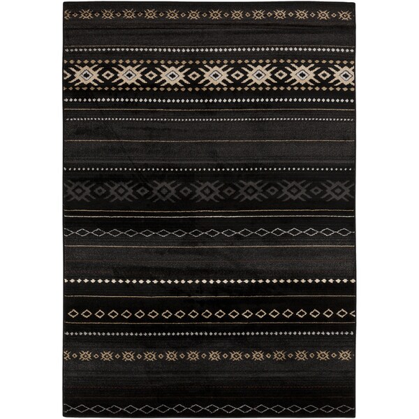 Pine Canopy Virgie Black/ Tan Southwestern Aztec Area Rug - 5'3" x 7'6"