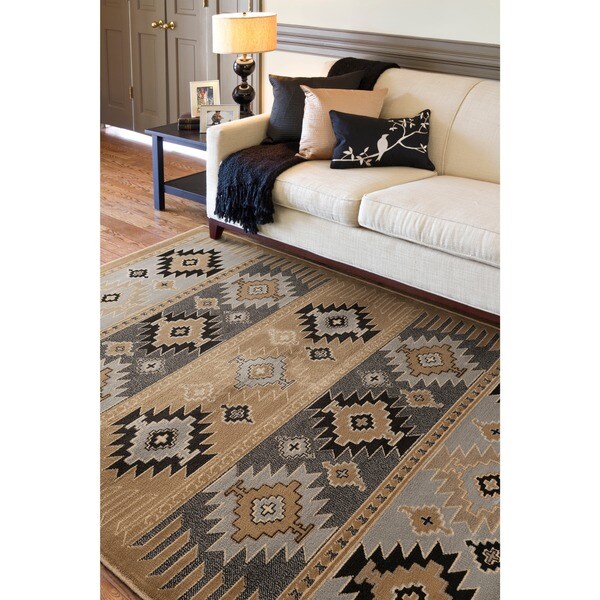 Southwestern Nomad Aztec Wheat Area Rug - 7'9 x 11'2
