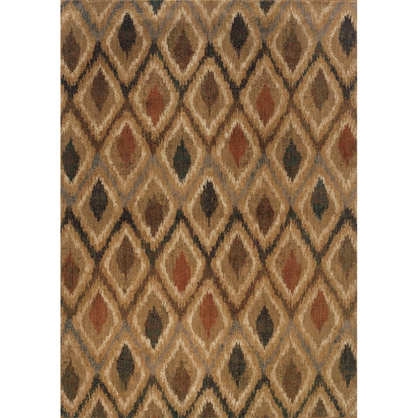 Indoor Gold and Beige Geometric Area Rug (7'8 X 10'10) Style Haven 7x9   10x14 Rugs