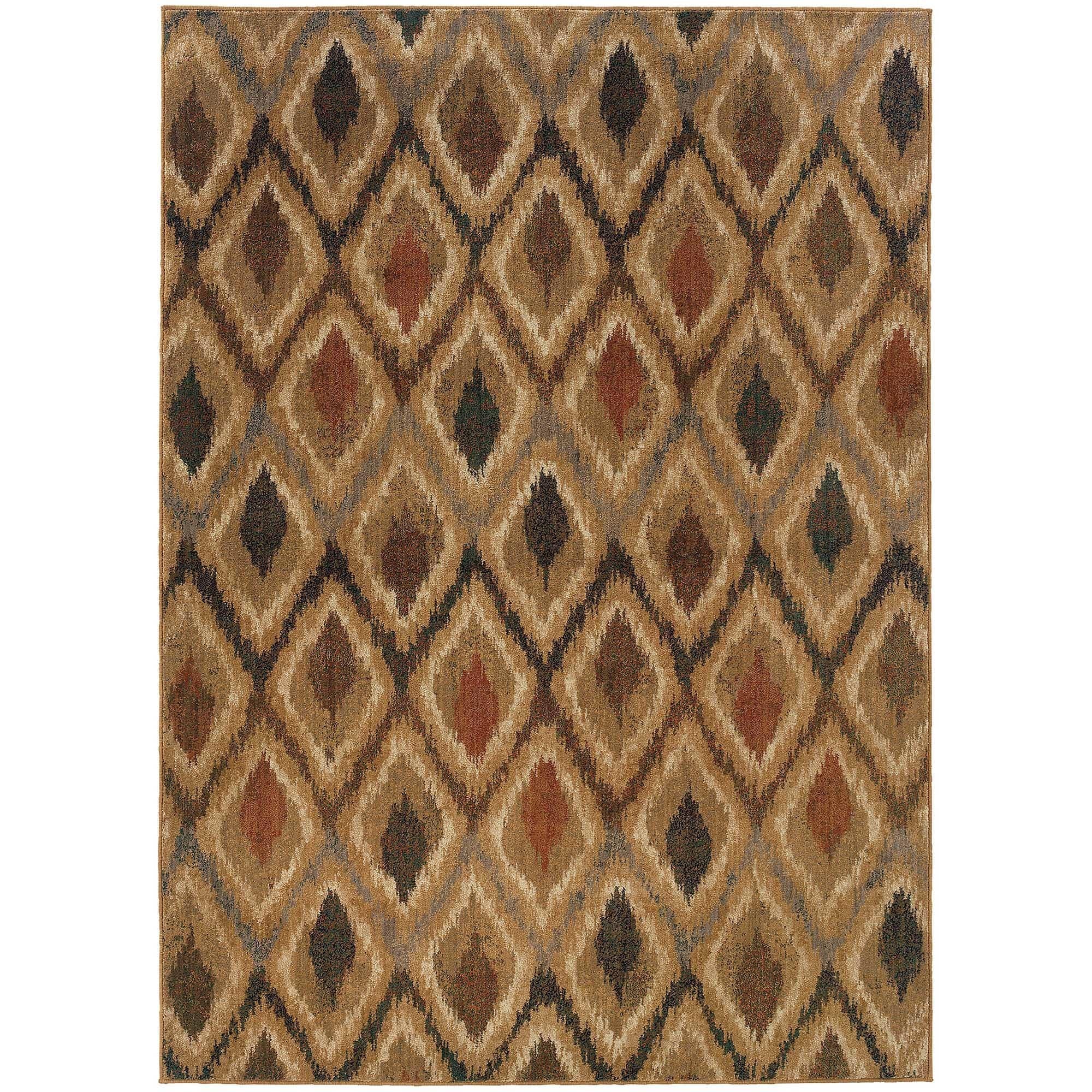 Indoor Gold And Beige Geometric Area Rug (110 X 33)