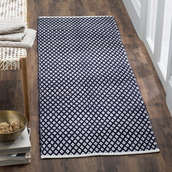 Safavieh Handmade Boston Flatweave Navy Blue Cotton Rug - 2'3" x 7'