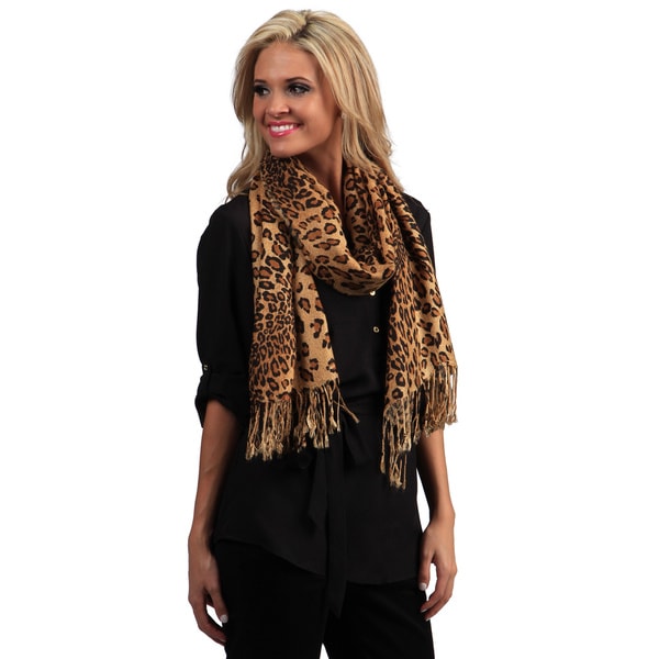 Peach Couture Womens Brown Leopard Print Scarf