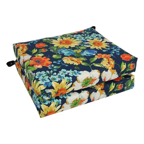 slide 14 of 24, Blazing Needles 20-inch All-Weather Chair Cushion (Set of 2) - 19" x 19" Alfinia Fresco