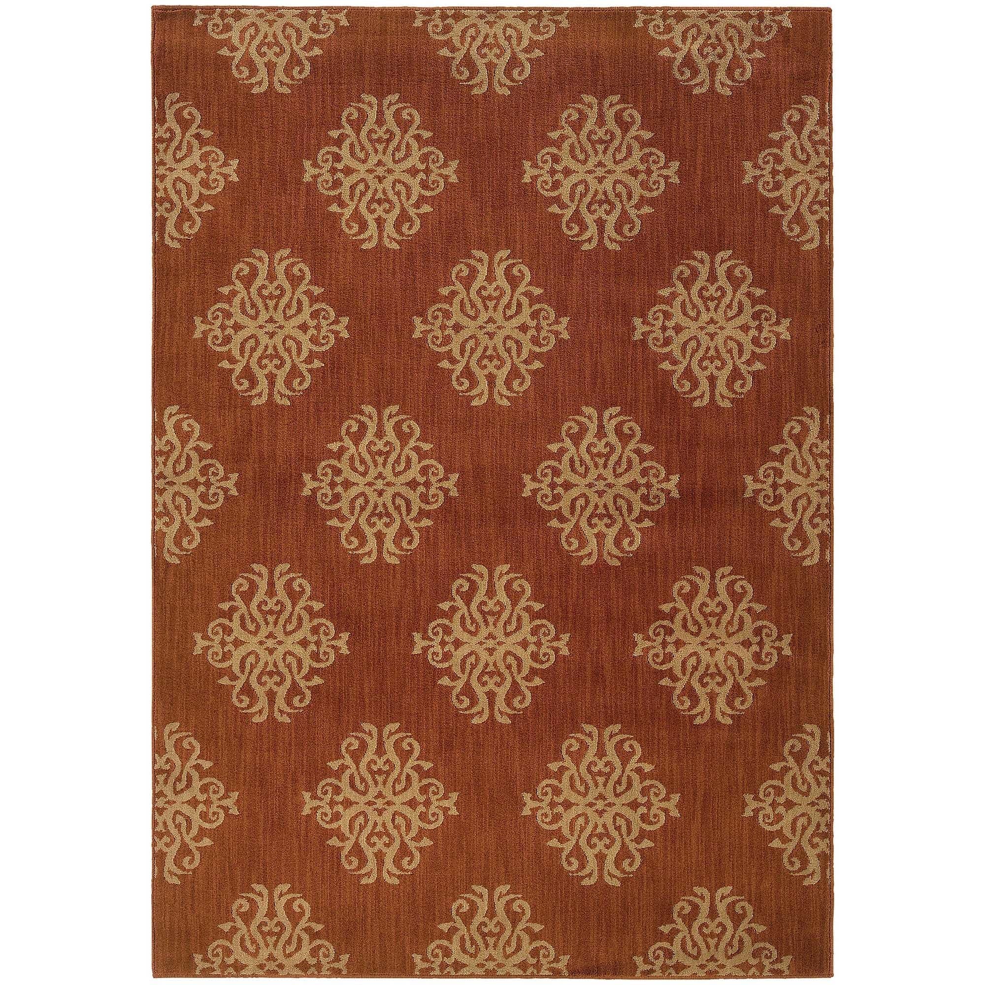 Orange/ Beige Area Rug (67 X 96)