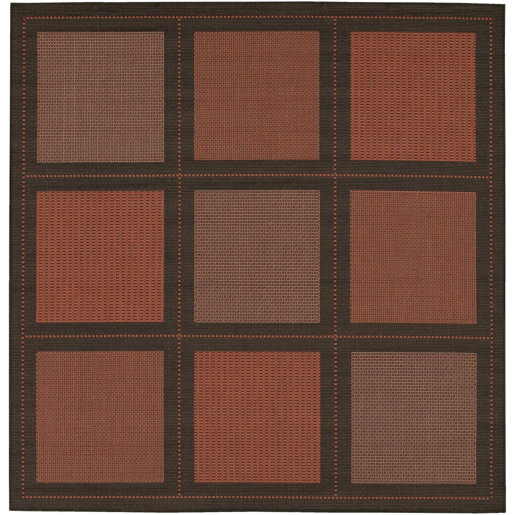Terra Cotta/ Black Recife Rug (76 Square) (Terra CottaSecondary colors BlackPattern SquaresTip We recommend the use of a non skid pad to keep the rug in place on smooth surfaces.All rug sizes are approximate. Due to the difference of monitor colors, so