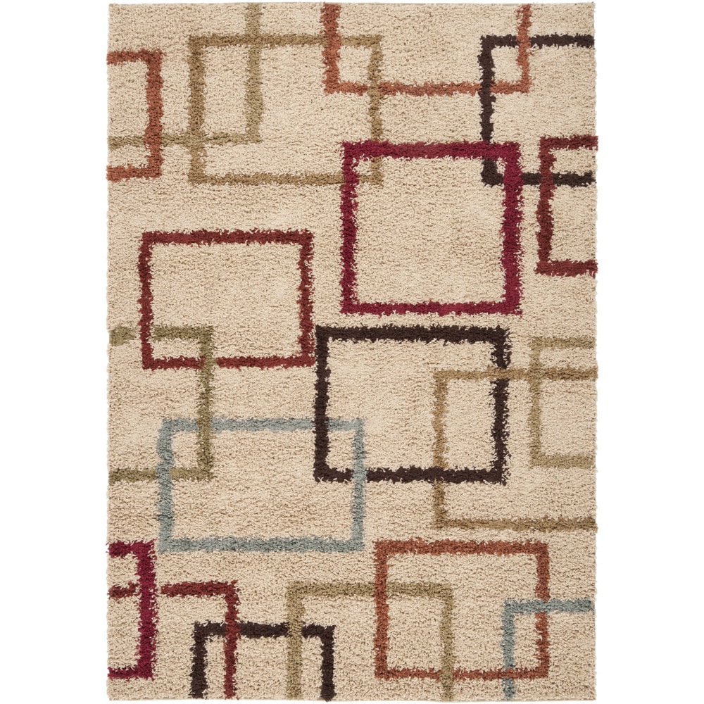 Multi Colored Squares Contemporary Shag Rug (3 X 5)