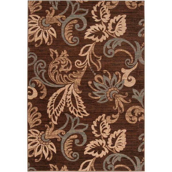 Choco Flowers Caramel Contemporary Area Rug - 5'3 x 7'6