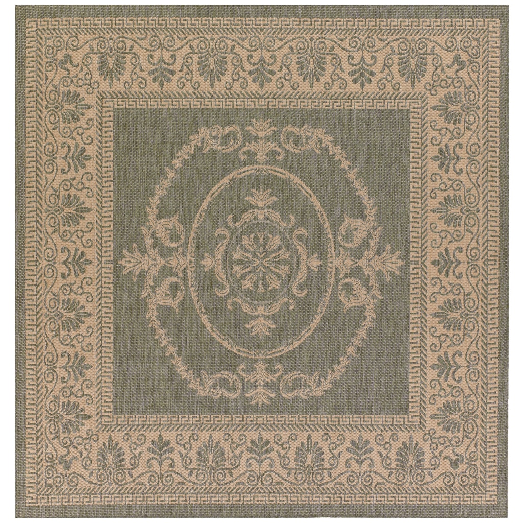 Green/ Natural Recife Rug (76 Square) (GreenSecondary colors NaturalPattern BorderTip We recommend the use of a non skid pad to keep the rug in place on smooth surfaces.All rug sizes are approximate. Due to the difference of monitor colors, some rug co