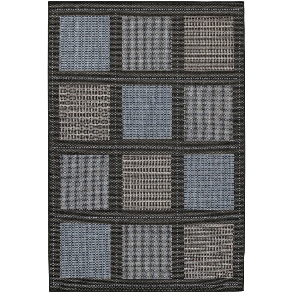 Recife Summit Blue Black Rug (510 X 92) (BlueSecondary colors BlackPattern SquaresTip We recommend the use of a non skid pad to keep the rug in place on smooth surfaces.All rug sizes are approximate. Due to the difference of monitor colors, some rug co