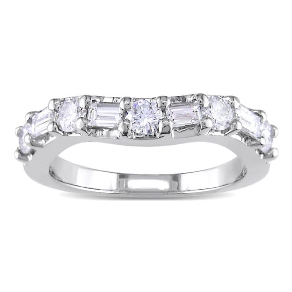 Miadora Platinum 7/8ct TDW Baguette/Round Diamond Eternity Band (G H, SI1 SI2) Miadora Women's Wedding Bands