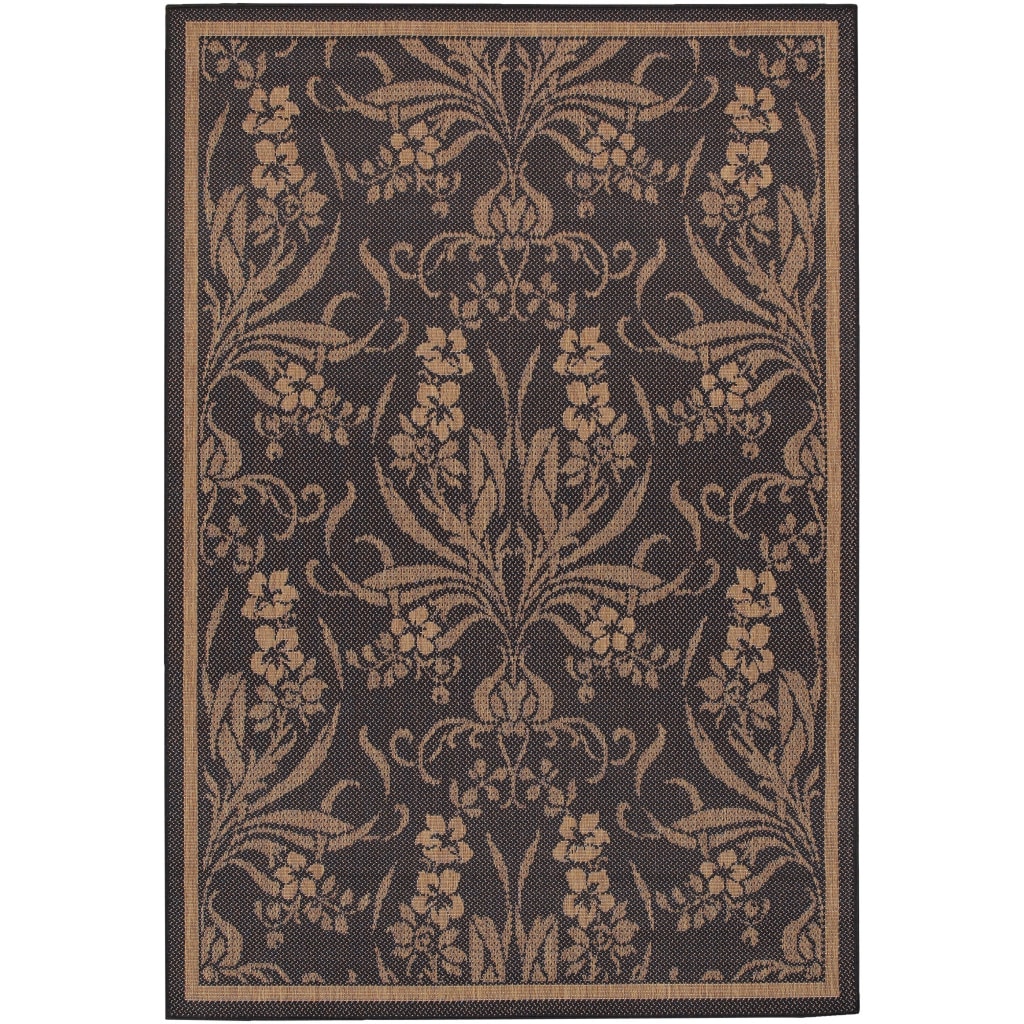 Recife Garden Cottage Black/ Cocoa Rug (53 X 76) (BlackSecondary colors CocoaPattern FloralTip We recommend the use of a non skid pad to keep the rug in place on smooth surfaces.All rug sizes are approximate. Due to the difference of monitor colors, so