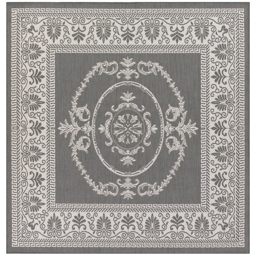 Recife Antique Medallion Grey/ White Rug (76 X 76) (GreySecondary colors WhiteTip We recommend the use of a non skid pad to keep the rug in place on smooth surfaces.All rug sizes are approximate. Due to the difference of monitor colors, some rug colors 