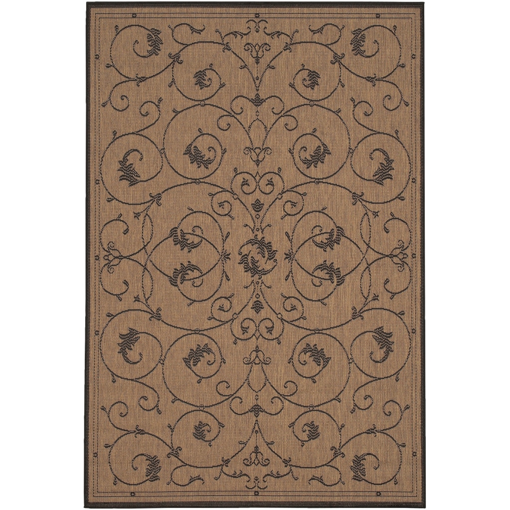Recife Veranda Cocoa And Black Area Rug (39 X 55) (CocoaSecondary colors BlackTip We recommend the use of a non skid pad to keep the rug in place on smooth surfaces.All rug sizes are approximate. Due to the difference of monitor colors, some rug colors 
