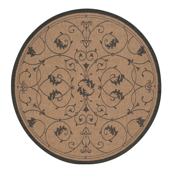 Recife Veranda Natural and Cocoa Area Rug (76 Round)