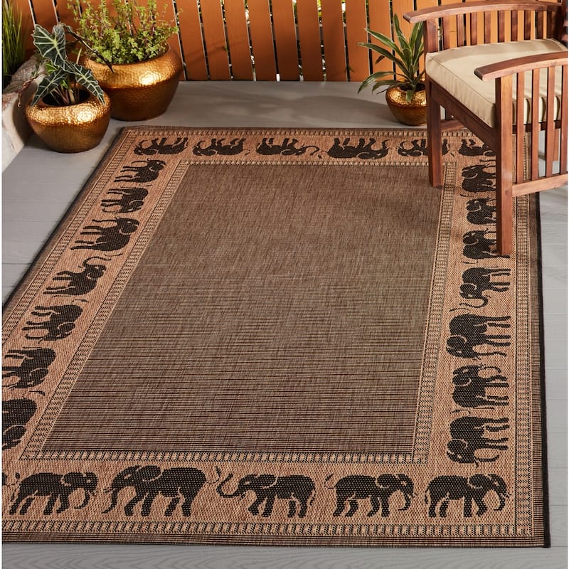 Dream Decor Rugs Pergola Global Cocoa Brown Black Outdoor Area Rug