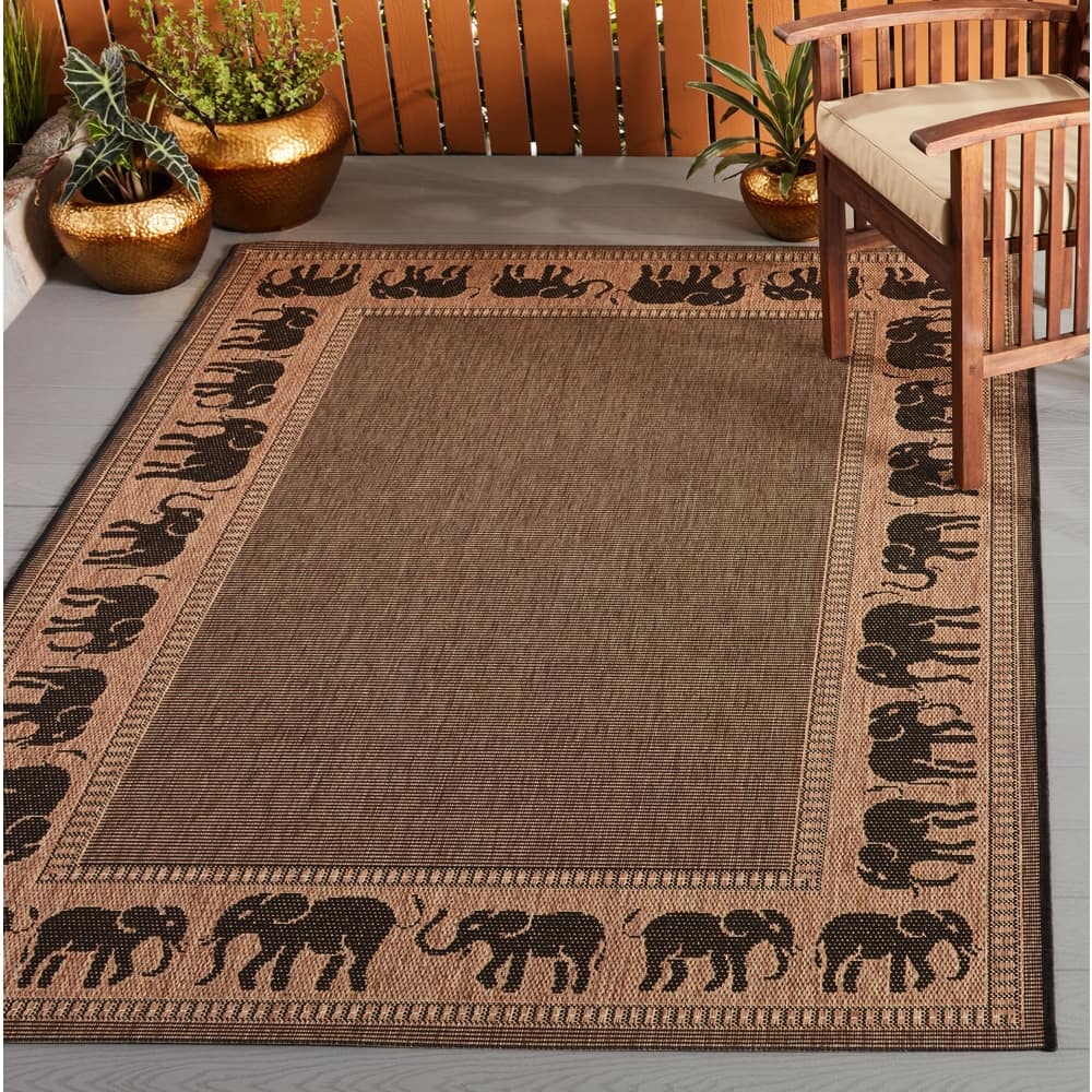 Dream Decor Rugs Pergola Global Cocoa Brown Black Outdoor Area Rug