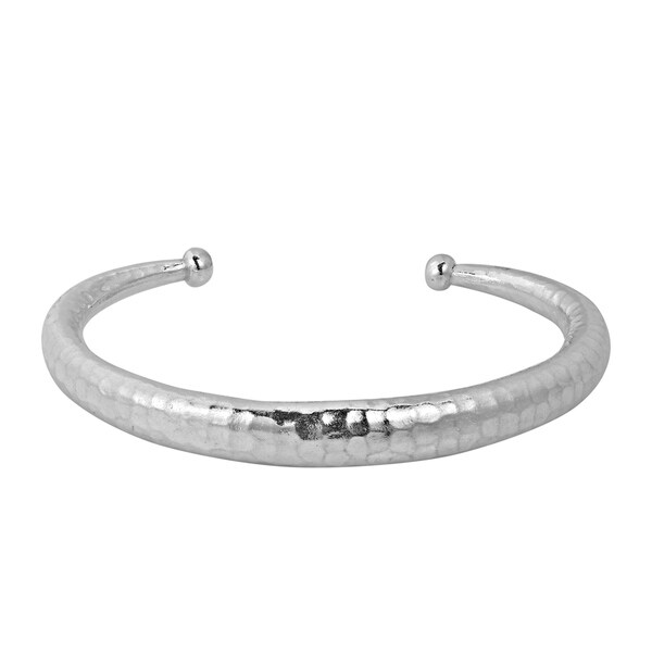 Handmade Simplicity Hammered Karen Hill Tribe Silver Adjustable Cuff (Thailand)