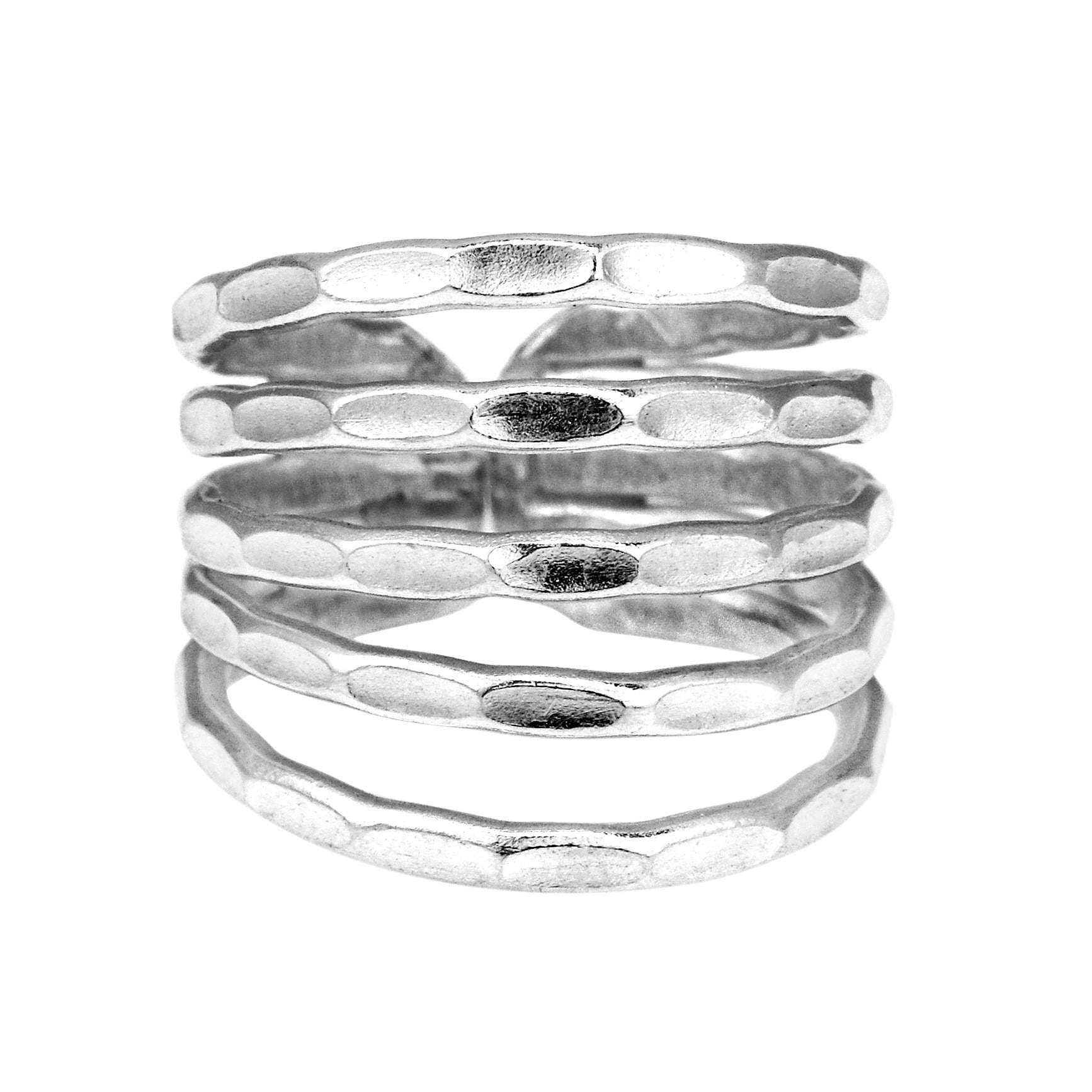 Handmade Hill Tribe Horizons Hammered Texture Sterling Silver Ring (Thailand)