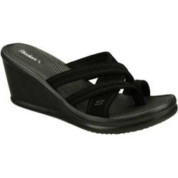skechers black wedge sandals