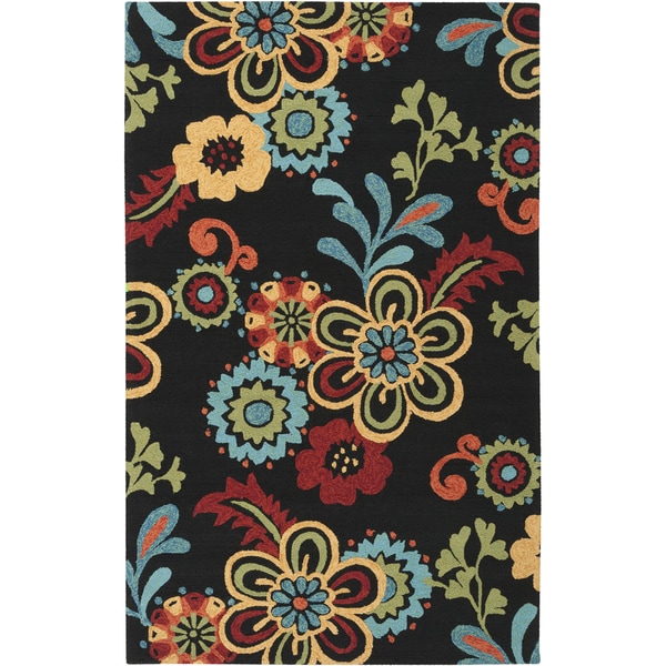 Hand-hooked Bold Daises Caviar Indoor/Outdoor Floral Area Rug (8' x 10'6)