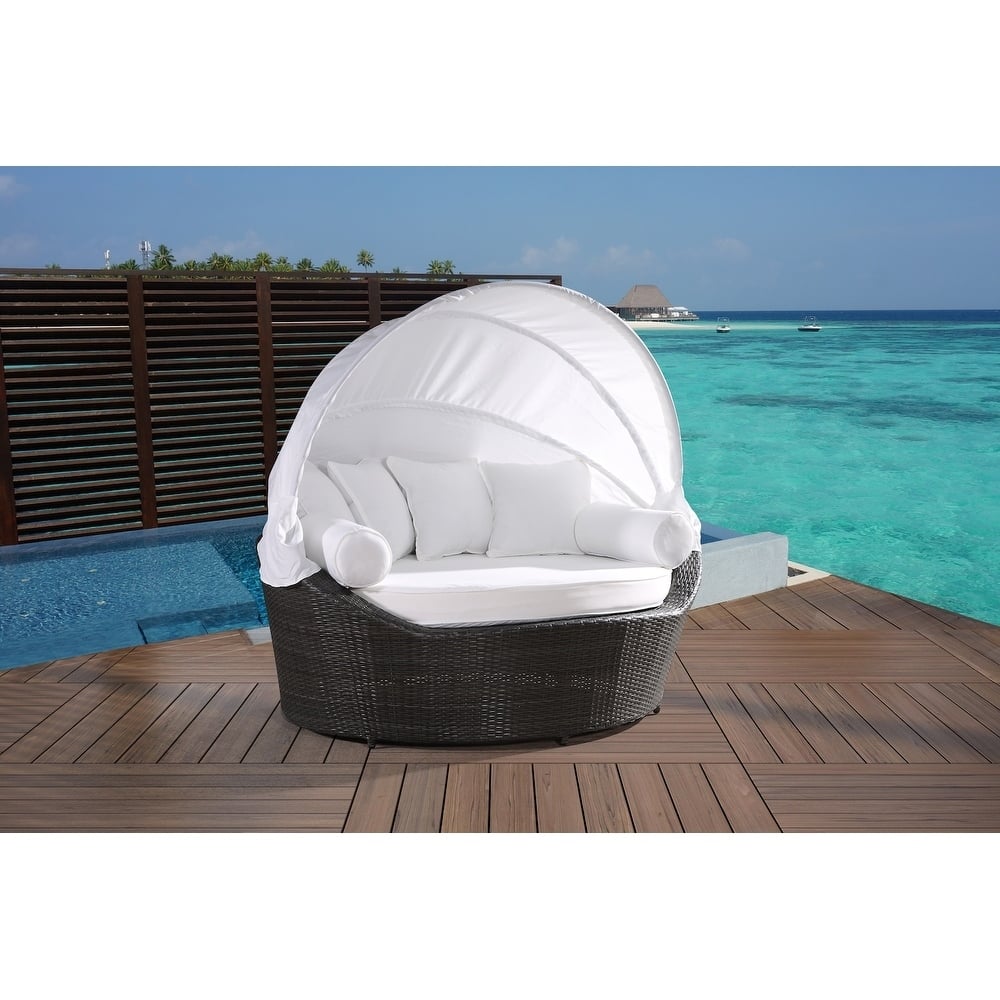 Outdoor Canopy Wicker Daybed with Cushions - SOGNO