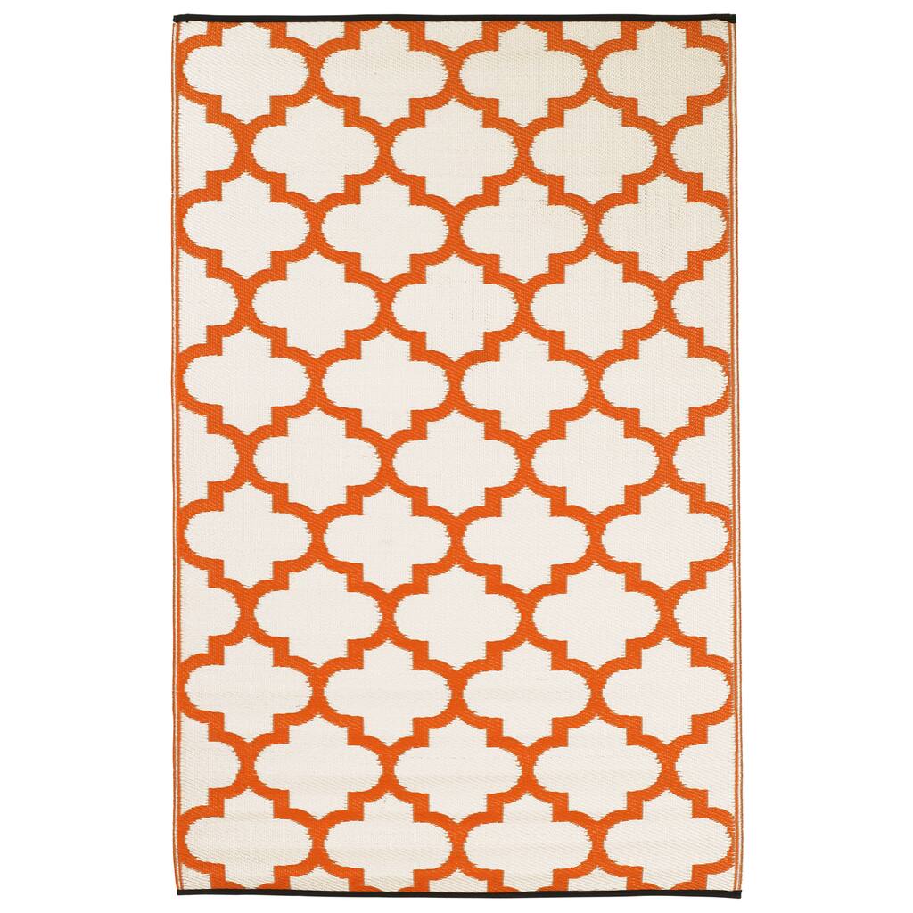Prater Mills Indoor/ Outdoor Reversible Orange/ White Rug