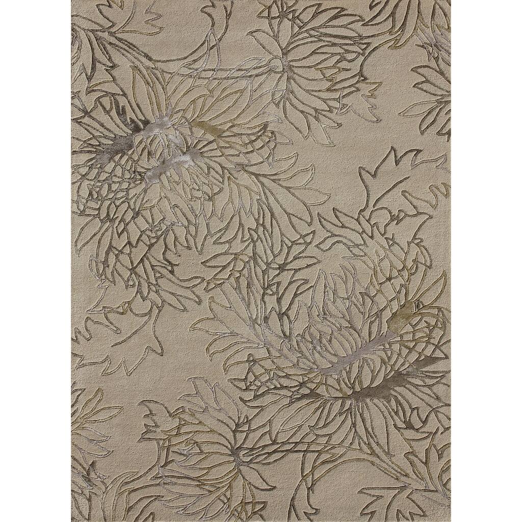 Hand-tufted Jackson Beige Wool Rug