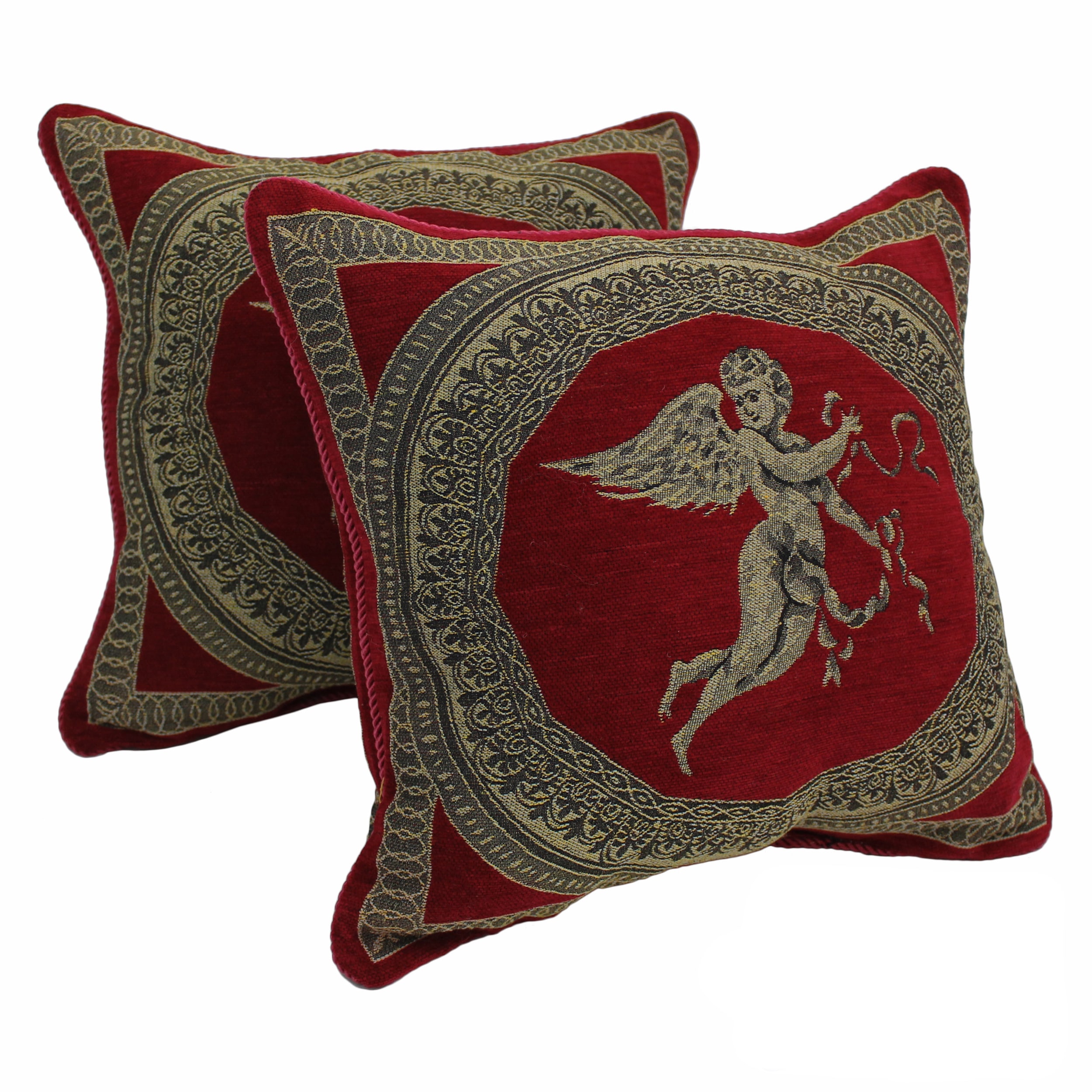 red chenille throw pillows