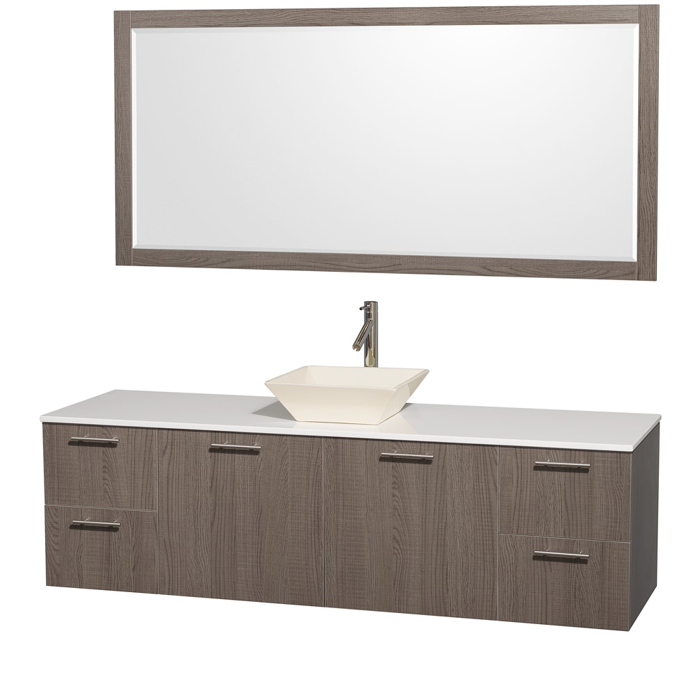 Amare Gray Oak 72 inch Single Vanity Set With Bone Porcelain Sink