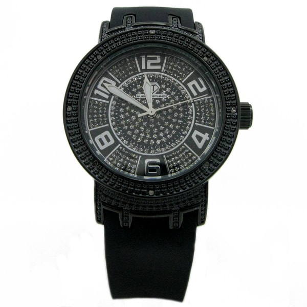 Joe Rodeo Women's 'Super Techno' Stainless Steel Black Diamond accented Watch Joe Rodeo Women's Joe Rodeo Watches