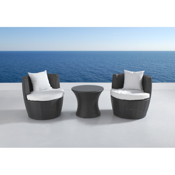 Capri Modern Dark Brown Wicker 3piece Bistro Set Free Shipping Today