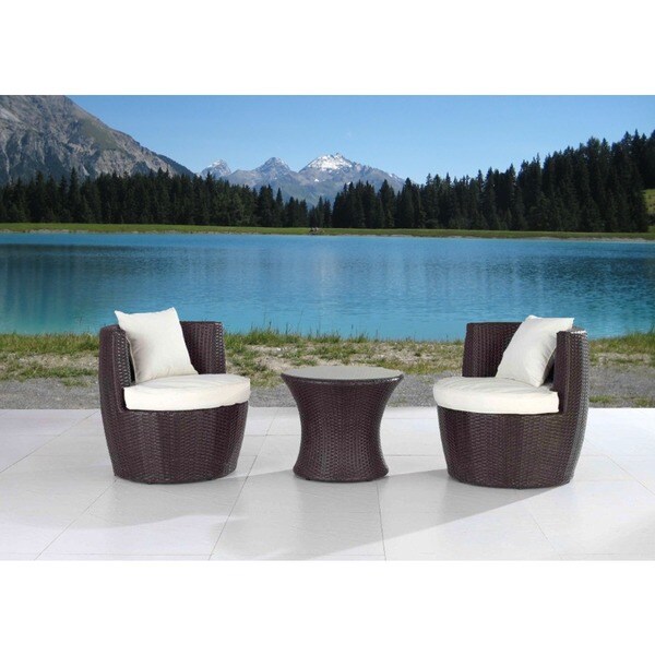 Capri Modern Dark Brown Wicker 3piece Bistro Set Free Shipping Today