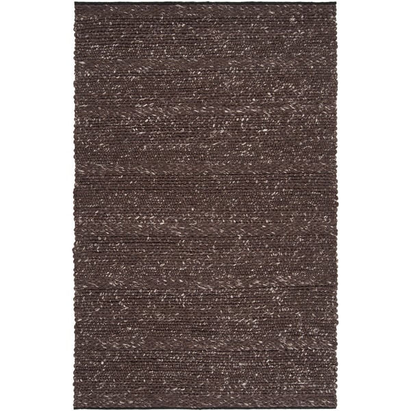 Hand-woven Casual Solid Brown Wool Area Rug (9' x 13')