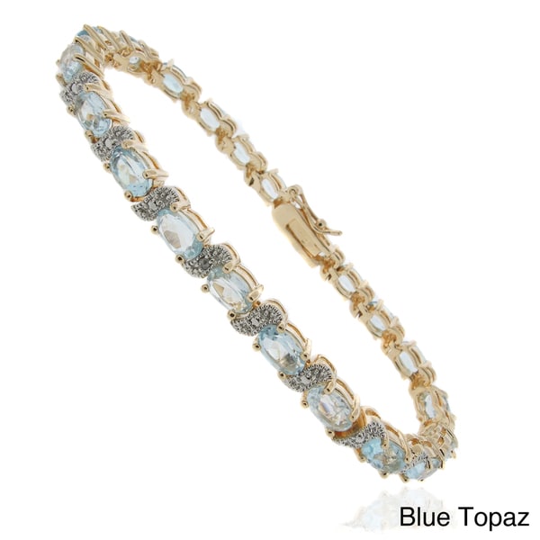 Dolce Giavonna 18k Gold Overlay Gemstone and Diamond 'S' Link Bracelet Dolce Giavonna Gemstone Bracelets