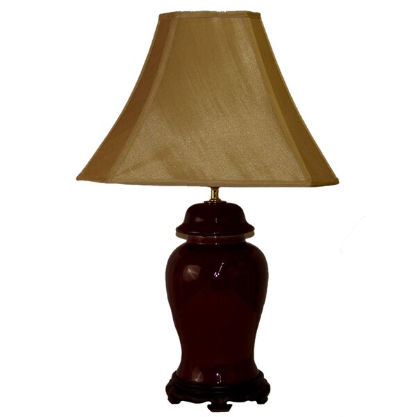 Large Oxblood Covered Ginger Jar Table Lamp